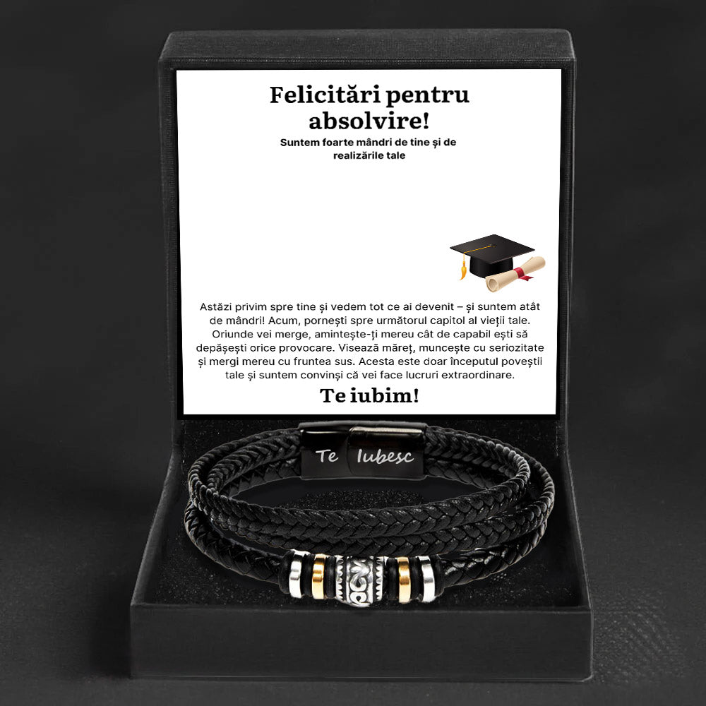 Cadou Absolvire Baieti - Bratara Piele Mandri