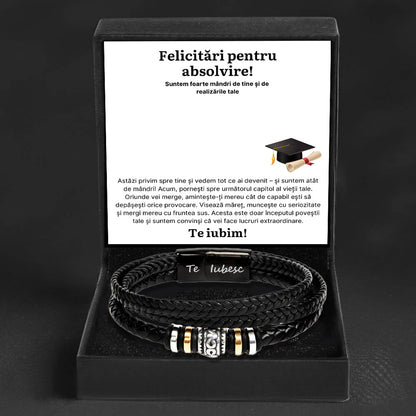 Cadou Absolvire Baieti - Bratara Piele Mandri