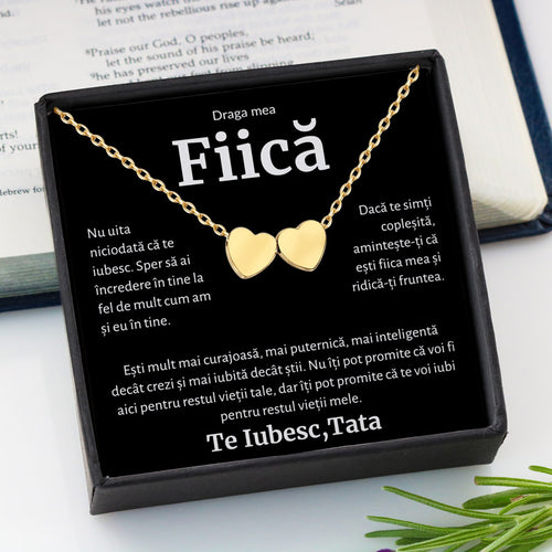 Cadou Fiica - Colier Gold Hearts Tata BLK
