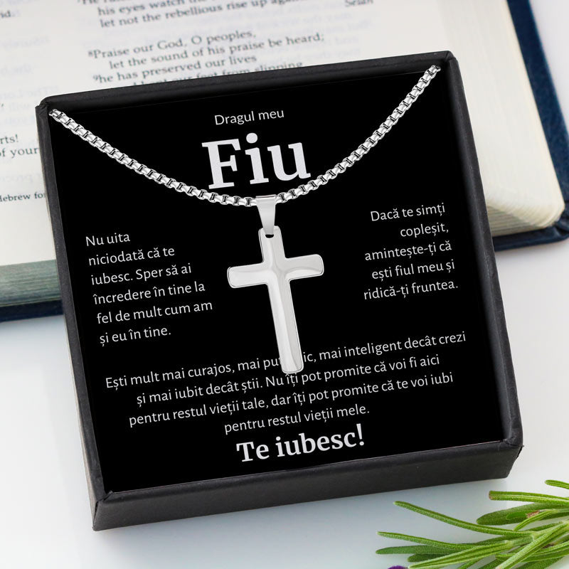 Cadou Fiu - Colier Cruce BLK