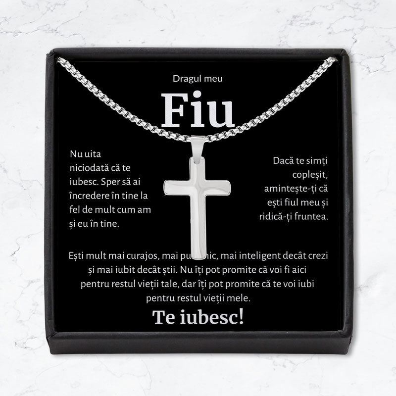 Cadou Fiu - Colier Cruce BLK