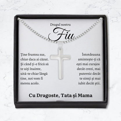 Cadou Fiu - Colier Cruce Fruntea Parinti