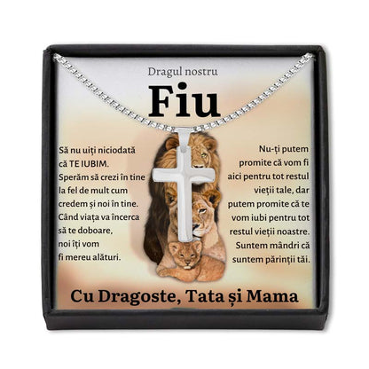 Cadou Fiu - Colier Cruce Lei Parinti