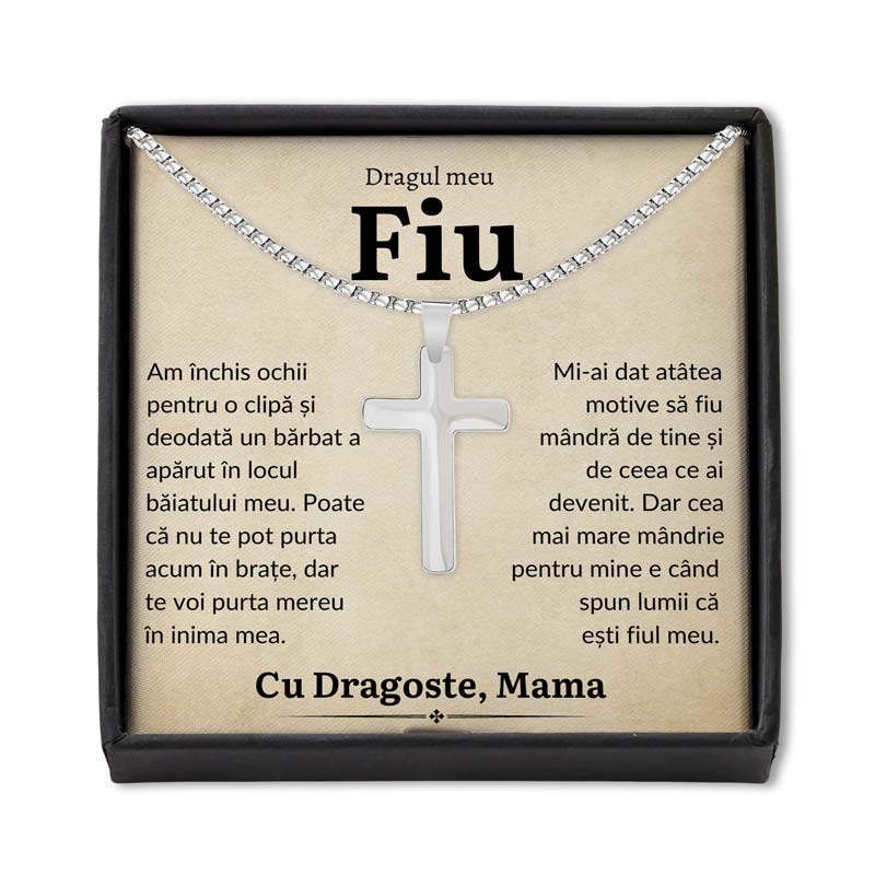 Cadou Fiu - Colier Cruce Mama Barbat