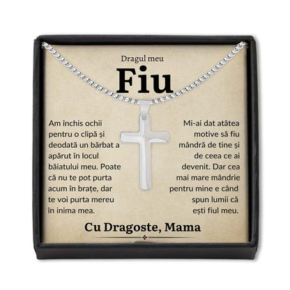 Cadou Fiu - Colier Cruce Mama Barbat