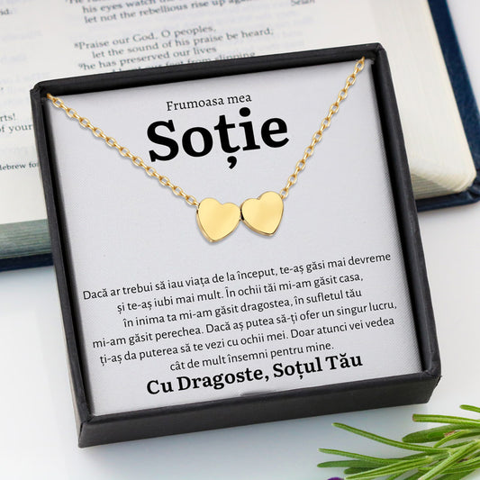 Cadou Sotie - Colier Gold Hearts Inceput