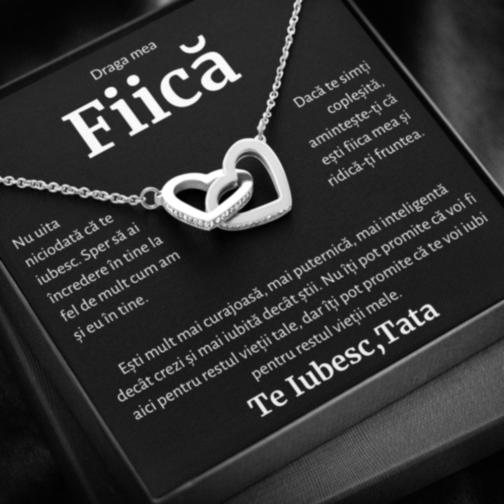Cadou Fiica - Colier Inimi Tata BLK