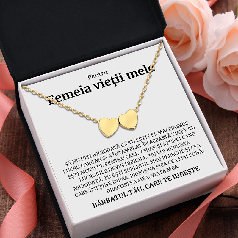 Cadou Femeia Vietii - Colier Gold Hearts