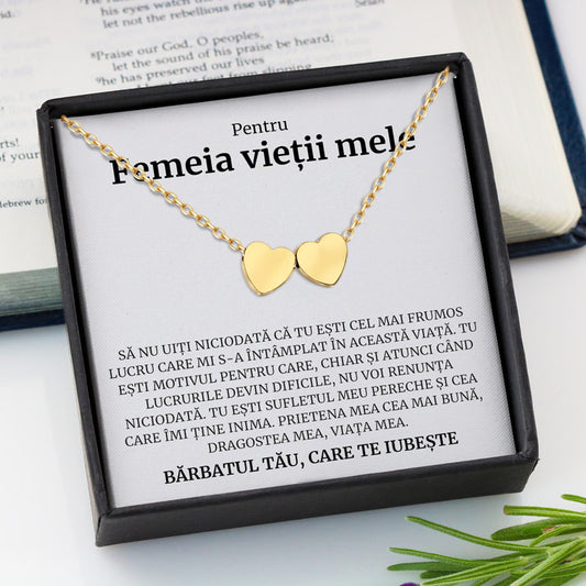 Cadou Femeia Vietii - Colier Gold Hearts