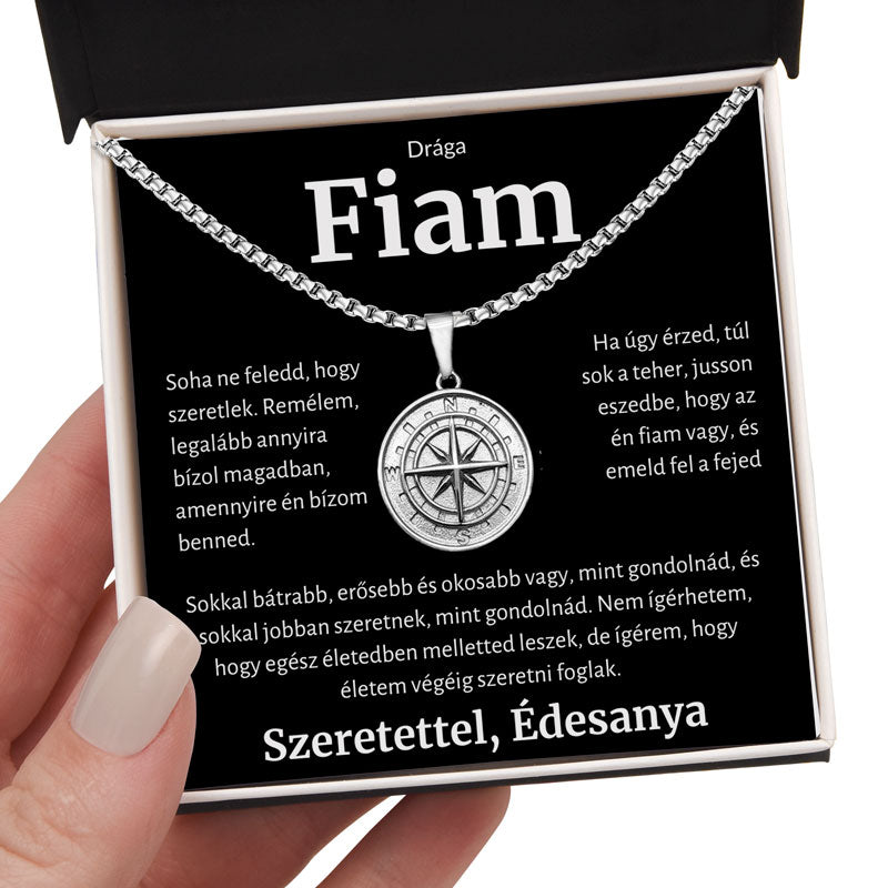 4B Ajándék a Drága Fiamnak – Iránytű Nyaklánc Anyától