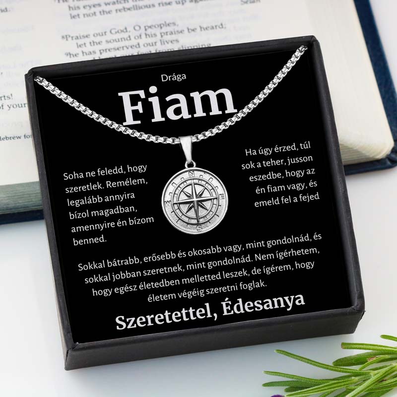 4B Ajándék a Drága Fiamnak – Iránytű Nyaklánc Anyától
