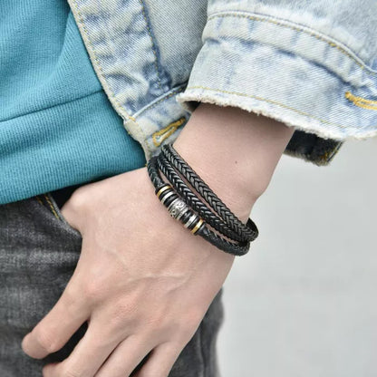 Cadou Fiu - Bratara Piele BLK