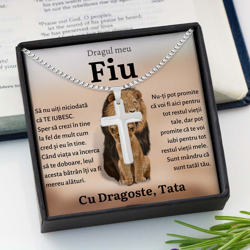 Cadou Fiu - Colier Cruce Lei Tata