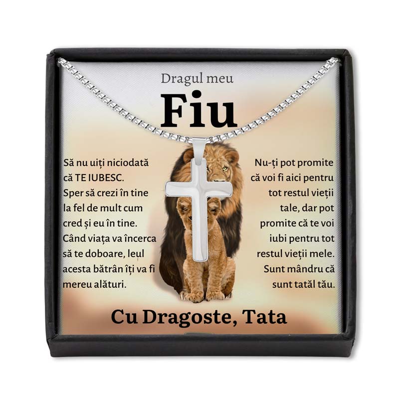 Cadou Fiu - Colier Cruce Lei Tata