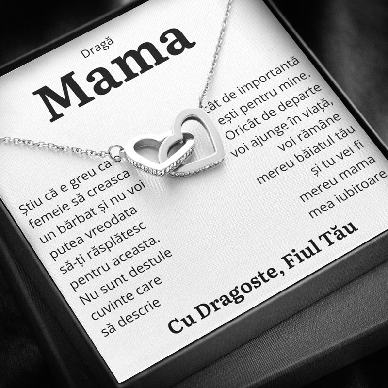 Cadou Mama - Colier Inimi Fiu "Importanta"