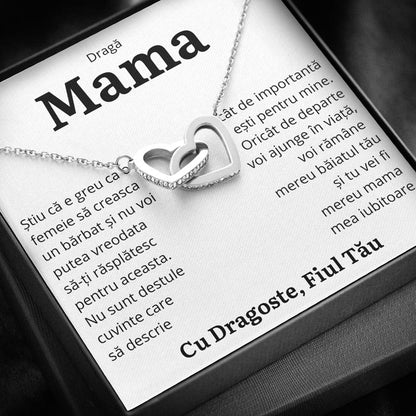 Cadou Mama - Colier Inimi Fiu "Importanta"