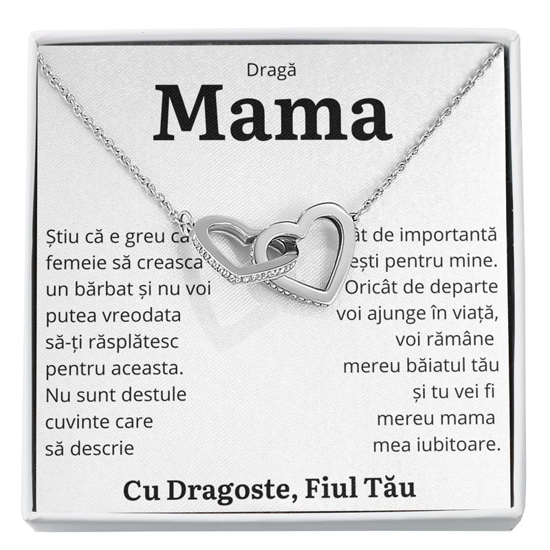 Cadou Mama - Colier Inimi Fiu "Importanta"