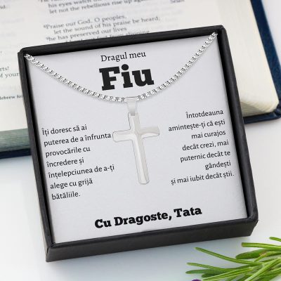 Cadou Fiu - Colier Cruce Tata Putere
