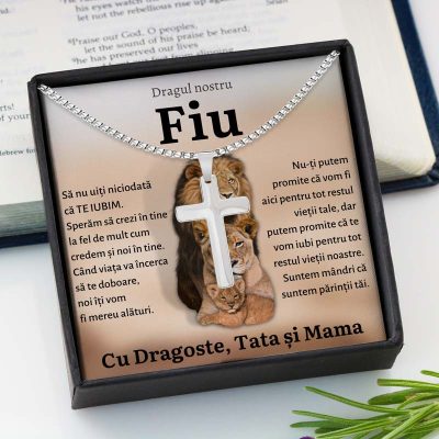Cadou Fiu - Colier Cruce Lei Parinti