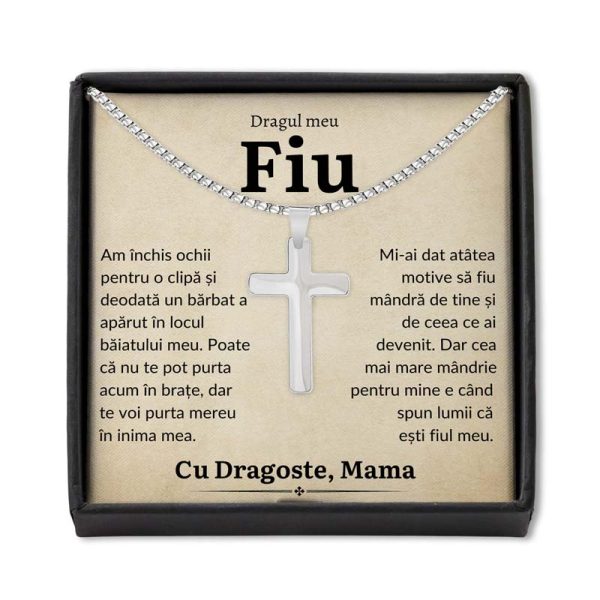 Cadou Fiu - Colier Cruce Mama Barbat - imagine 2