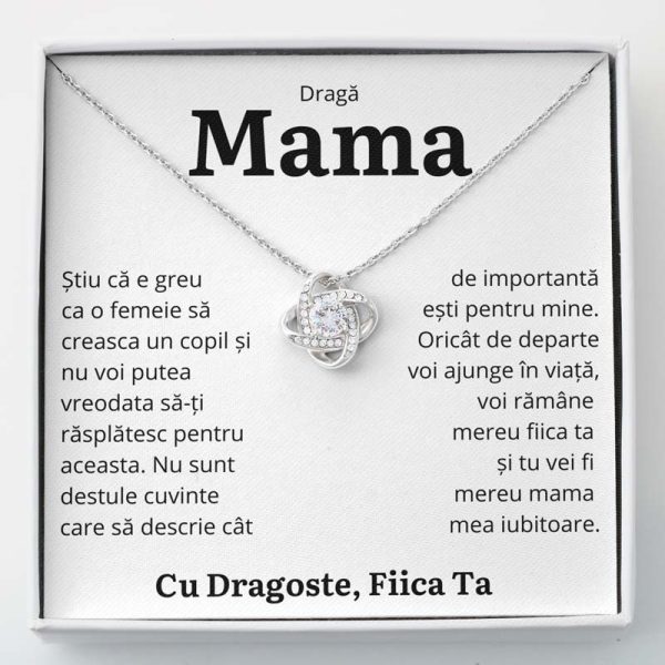 Cadou Mama - Colier Love Knot Fiica "Importanta" - imagine 2