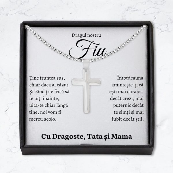 Cadou Fiu - Colier Cruce Fruntea Parinti - imagine 2