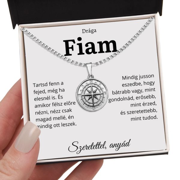 6B Ajándék a Drága Fiamnak – Iránytű Nyaklánc Anyától - imagine 2