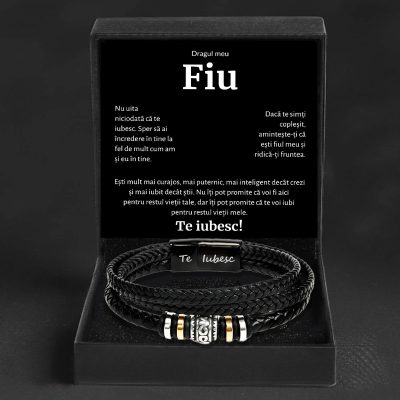 Cadou Fiu - Bratara Piele BLK
